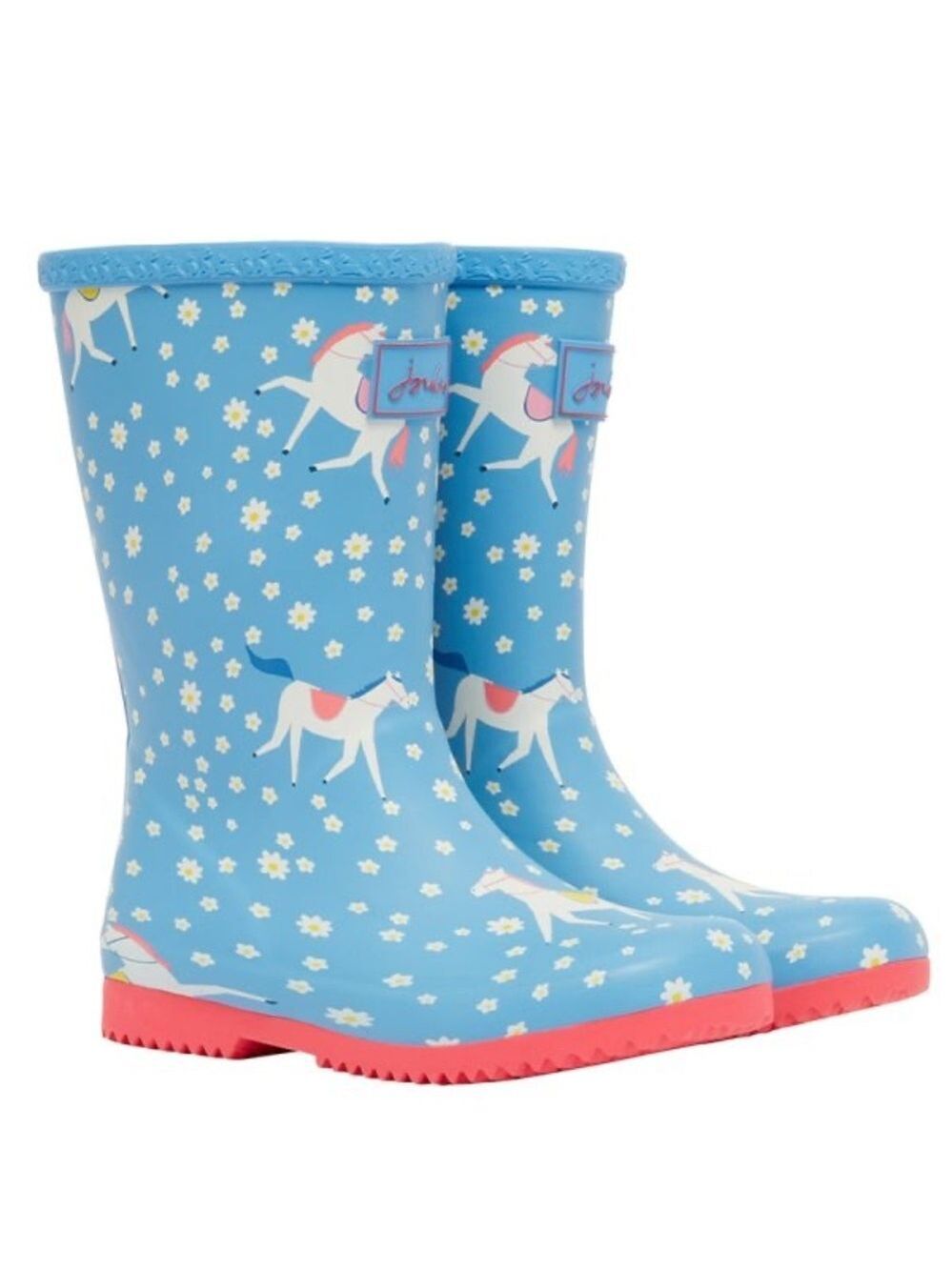 Size 9 Toddler Joules Kids Blue Horse Print Rain Boots